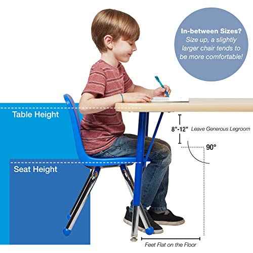 FDP 16" School Stack Chair, Stacking Student Seat with Chromed Steel Legs and Ball Glides; For In-Home Learning or Classroom - Black (6-Pack), 10367-BK