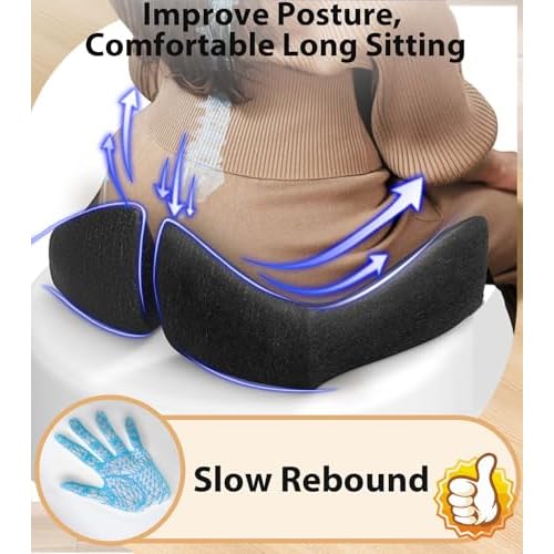 Seat Cushion, Memory Foam Pressure Relief Coccyx Cushion for Tailbone Pain, Extra-Large Butt Pad for Office Chair, Car Seat, and Gaming Chair Pain Relief, Extra Cover