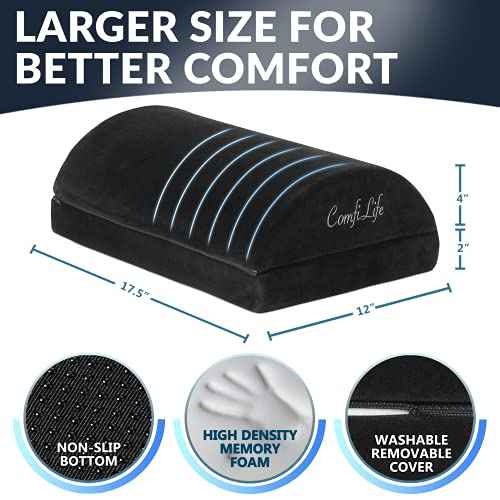 ComfiLife Foot Rest for Under Desk at Work ? Adjustable Height Memory Foam Foot Stool for Under Desk, Office Chair & Gaming Chair ? Ergonomic Footrest for Back & Hip Pain Relief (Black)