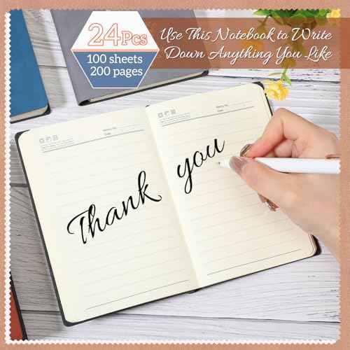 24 Pcs Christmas Thank You Appreciation Gifts for Women Teacher Mini Notebooks Bulk A6 Pocket Small Journals Tiny College Ruled Lined Notebook for Student Teacher School Xmas(Classic Color)