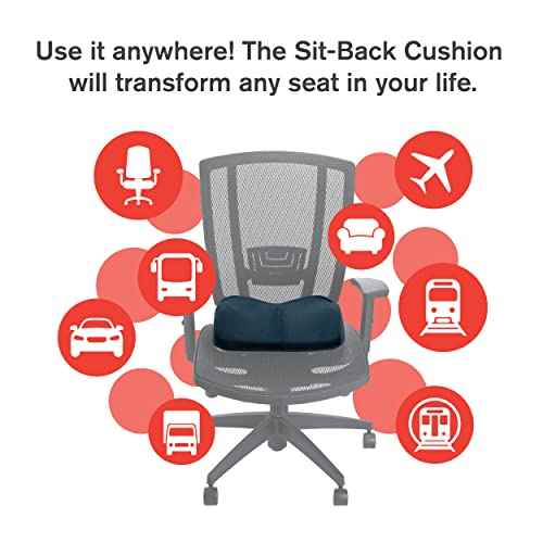 ObusForme Sit-Back Cushion ? Seat Cushion and Posture Support, Contoured Ergonomic Design for Soothing Relief, Memory Foam Lumbar Support Pillow for Office Chairs and More