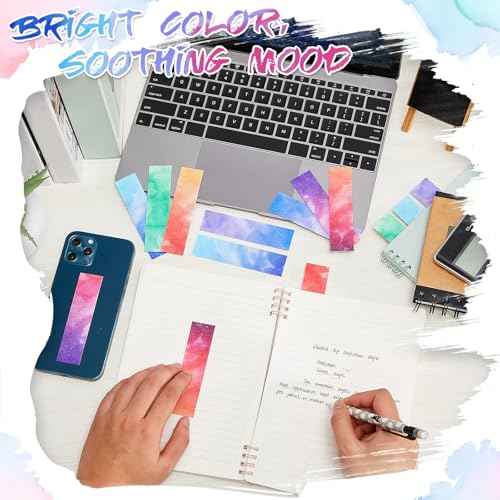 36 Pcs Watercolor Style Anxiety Sensory Stickers Mental Health Stickers Mindfulness Fidget Textured Strips Toy Adhesive Tactile Calm Relief Item for Adults School Counselor Office, 6 Styles