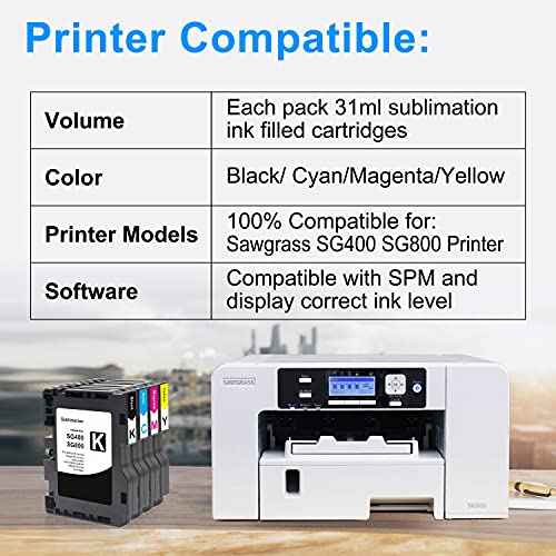 Aomya 4 Pack SG400 SG800 Sublimation Ink Cartridge Heat Transfer Compatible for Ricoh SG400 SG800 SG3100 3100SNW 3110 3110DN 3110DNW 3110SFNW 3110SNW 7100 7100DN 2100 21OON 2010L