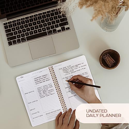 ZICOTO Champagne Pink Daily Planner with Hourly Schedule & Spiral Notebook
