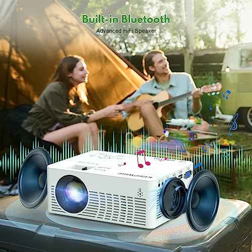 Mini Projector with WiFi and Bluetooth, 1080P Supported Outdoor Movie Projector, Compatible with Android/iOS/Windows/TV Stick/HDMI/USB