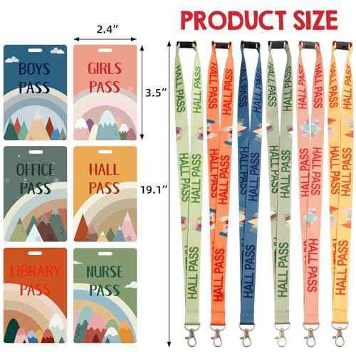 WorldBazaar Hall Passes Lanyards School Passes for Classrooms Set of 6 Lanyards Moving Mountains Bathroom Pass for Student Library Office Nurse Boy Girl Teacher Lanyard School Supplies