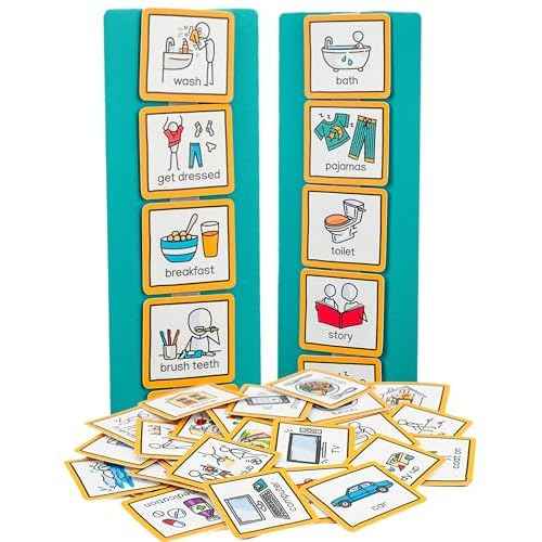 Visual Schedule routine chart for children with pecs cards to support communiation for kids, toddlers, autism, adhd, downs syndrome, dementia.