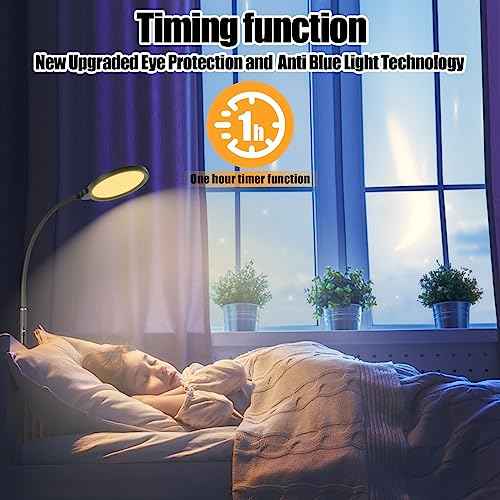 LED Floor Lamp, Reading Light, Bright Modern Tall Lamp, 3 Color Temperatures & Brightness, Adjustable Gooseneck Standing Lamp with Remote & Touch Control for Living Room, Bedroom, Office