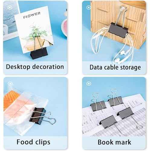 Large Binder Clips 1.6 Inch (48 Pack),Binder Clips Large Size,Big Paper Clips Clamps for Office and Home Supplies, Black