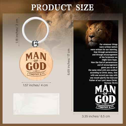 Landical 50 Sets Father Day Man of God Gifts for Men Christian Baptism Gifts, 50 God Keychains 50 Bible Verse Ballpoint Pens 50 Cards Pastor Appreciation Favors for Church Father's Day Supplies
