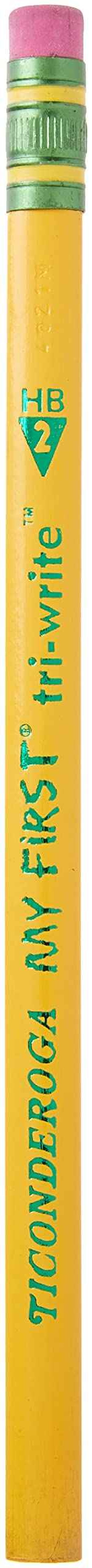 Ticonderoga® Tri-Write Beginners' Pencils With Erasers, #2 Soft, Yellow Barrel, Pack Of 36 & My First Tri-Write Wood-Cased Pencils, Neon Colors, 12 Count (X13012)