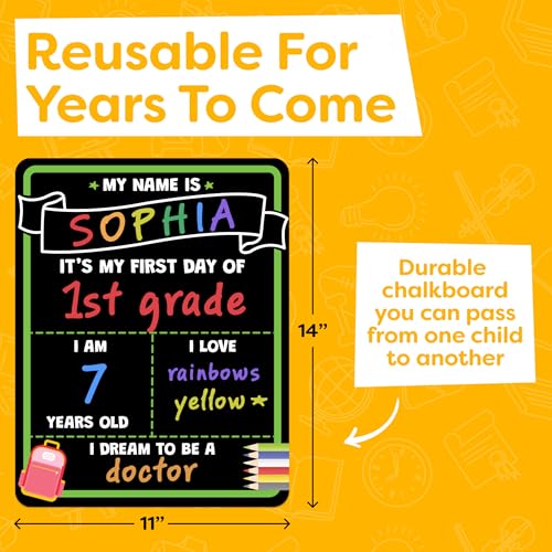 Reusable Double-Sided School Sign Board for First & Last Day - 14x11" Kids Classroom Decor