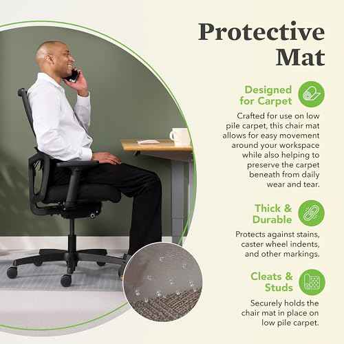 HON Office Chair Mat for Carpet, Computer Desk Chair Mat for Carpeted Floors, Easy Glide in Office or Home with Extended Lip (36¡± x 48¡±)