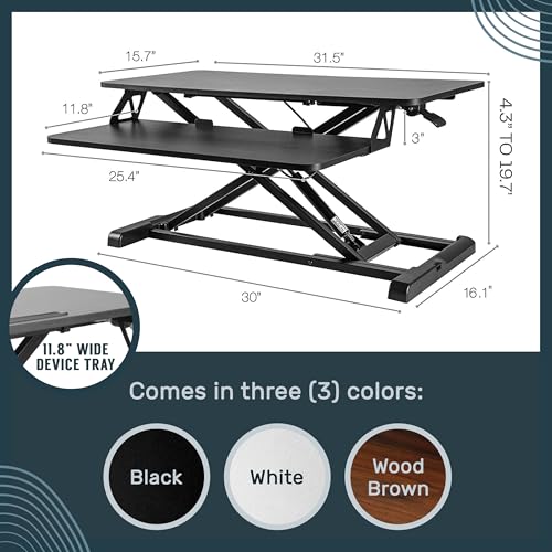 TechOrbits Black 32-Inch Standing Desk Converter - Particle Board, Adjustable Height