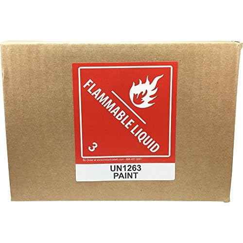 Hazard Class 3 D.O.T. UN1263 Paint Flammable Liquid Labels 4 x 4 3/4 Inch Square 500 Adhesive Labels