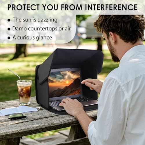 Laptop Sun Shade for Working Outside - Foldable Sun Glare Shield & Privacy Hood for Outdoor Workers, Travel, Camping - Fits 15-16 inch Laptops(Patent Pending)