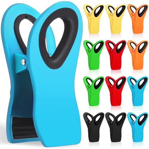 Multicolor 12 Pack Magnetic Chip Bag Clips for Food Storage - Strong Spring Grip