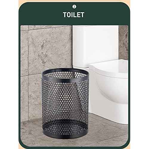 Mesh Wastebasket Round Mesh Stainless Steel Wastebasket Trash Can Recycling Bin for Home, Office, Bathroom, Bedroom & Kitchen, 3.5 Gallon / 12L, 11" H x 10" D Garbage Can -Rainbow Color