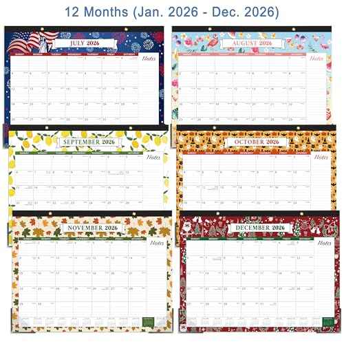 2026 Desk Calendar - Large Desk Calendar 2026, 22" x 17", Jan. 2026 - Dec. 2026, 12 Months Planning, Large Ruled Blocks, Tear Off Design, 2 Corner Protectors & 2 Hanging Hooks