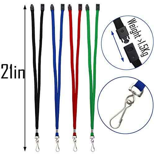 Safety Lanyards Premium Breakaway Black Lanyard Comfortable Neck Straps Lanyards Swivel J Hook for ID Badges 50 Pack