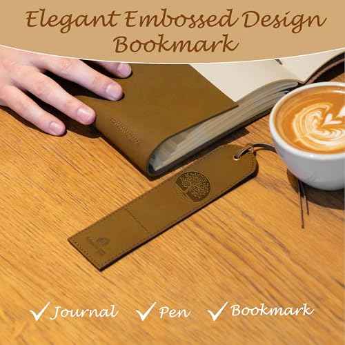 Leather Bound Journal for Men and Women, Handmade Gift Set with Tree of Life Embossed Journal and Stylish Pen, Vintage and Classic, Notebook, Sketchbook, Planner and Diary (300 Pages) (8x6")