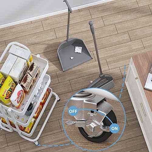 Sooyee 3 Tier Utility Cart,Rolling Cart with Handle and Lockable Wheels, Multi-Functional Storage Cart for Office, School,Living Room, Kitchen, Bathroom, Bedroom,Laundry, White