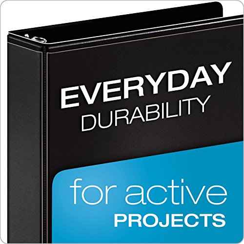 Cardinal 3 Ring Binder, Binders for School and Office, Durable 3 Inch Performer ClearVue Binder, Round Rings, 625-Sheet Capacity, Customizable ClearVue Covers, PVC-Free, Black (67525)