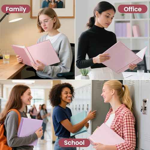 SUNEE 3 Ring Binders 2 Inch 4 Pack, Clear View Binder Three Ring PVC-Free (Fit 8.5x11 Inches) for School or Office Supplies, Assorted Pastel