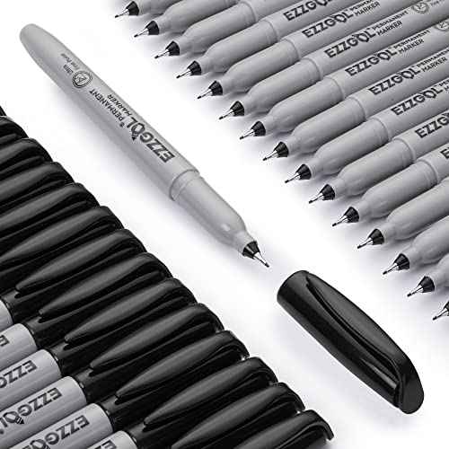 Ultra Fine Permanent Marker, 72 Pack Ultra Fine Point Black Permanent Marker set, Works on Plastic,Wood,Stone,Metal and Glass for Doodling, Marking