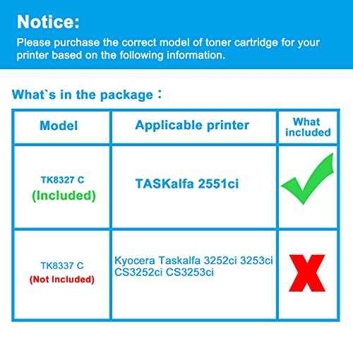 LCL Compatible Toner Cartridge Replacement for TK8327 TK-8327 TK8327C TK-8327C 1T02NPCCS0 TASKalfa 2551ci (1-Pack Cyan)