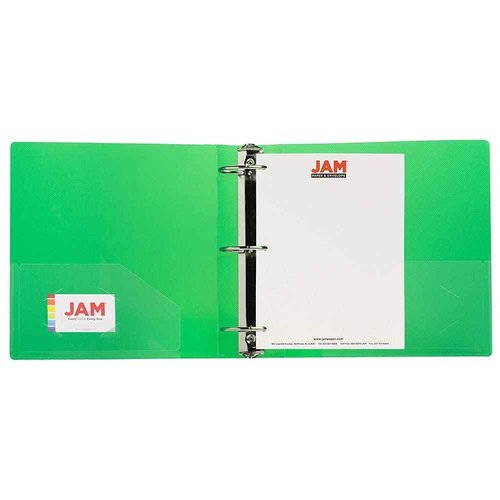 JAM PAPER Plastic 3 inch Binders - Assorted 3 Ring Binders (Red, Blue, Green & Orange) - 4/Pack