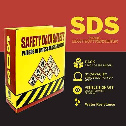 Performore SDS Binder - 3 Inch Heavy Duty 3 Ring Binder, English - Spanish Bilingual, Organize & Store up to 600 Safety Data Sheets with Ease, Pack of 2