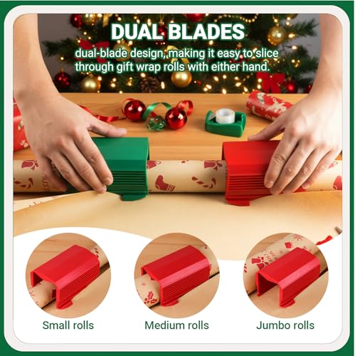 Dual Blade Gift Wrap Cutter Set for Scissors-Free Gift Wrapping