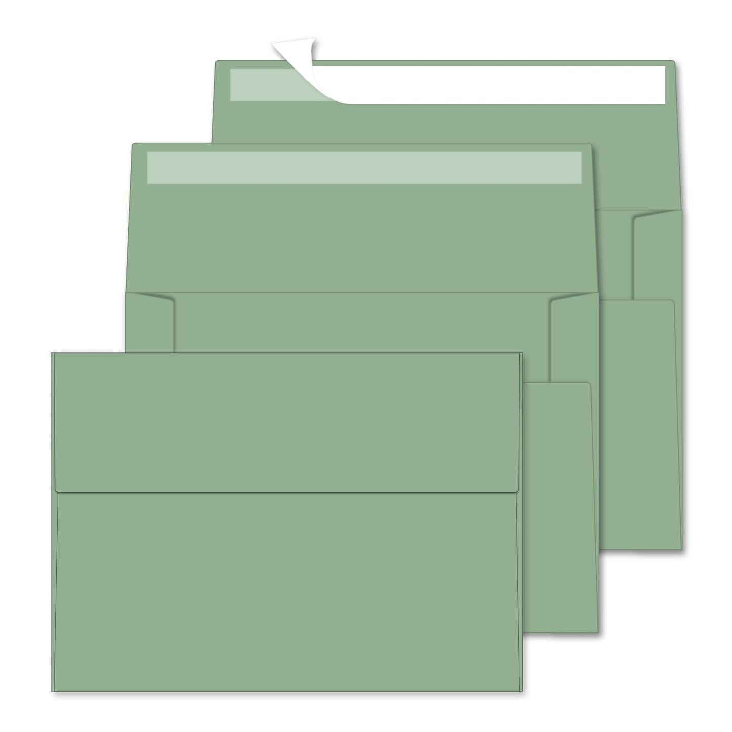 A2 Envelopes 100 Pack,Self Seal 120gsm Paper for 4.25x5.5 Cards 4 3/8" x 5 3/4" Envelopes for Invitations, Postcards, Photos， RSVP, Greeting Cards （Sage Green）