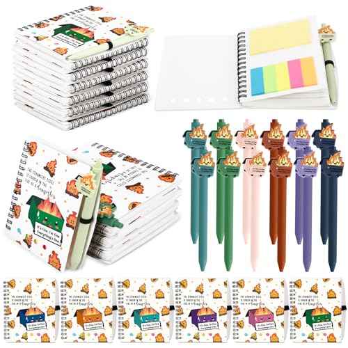48 Pcs Christmas Dumpster Fire Gifts Bulk A6 Dumpster Fire Notebook Journals with Funny Ballpoint Pens Employee Appreciation Gifts for Friends Coworkers Nurses Office Team Staff Favors (Colorful)