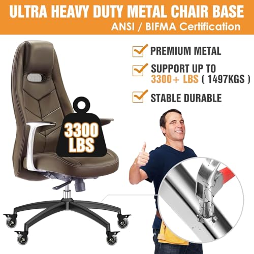 3300lb Heavy-Duty Chair Base Kit - 5 Brake Casters, Reinforced Alloy Legs & Universal Gas Cylinder, Office Chair Replacement Parts for Rolling Chairs with Wheels