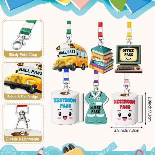 School Pass Lanyards and Wooden Classroom Passes Set - Durable Student ID & Behavior Management Tool