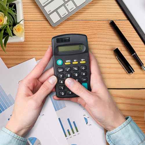 24 Pieces Pocket Calculator,Pocket Size Mini Calculators,Solar Battery Dual Power Function Calculator,8 Digit Display Basic Calculator for Students Kids Home Office(Black)