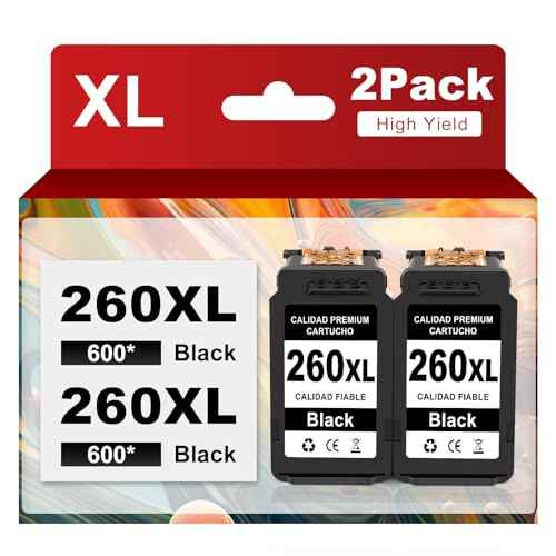 260XL Ink Cartridge Combo Pack Compatible for Canon PG-260 Black Ink Cartridge 260XL High Yield for Canon Pixma TS6420a TS6420 TS6400 TR7020 TR7020a TTR7022 TR7022a TS5300 TS5320 Printer (2 Black)