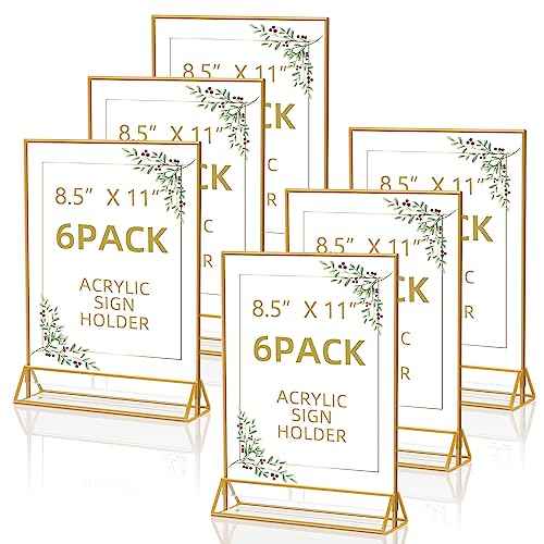 Acrylic Sign Holder 8.5X11 Clear Sign Holder,Double Sided Flyer Holder, Table Menu Holder Display Stand for Wedding Table Number (6pcs)