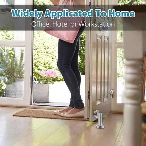 Door Stops 4 Pack, Magnetic Door Stoppers, Heavy Duty Magnetic Door Stop, Stainless Steel Door Catch, Holder Your Door, Modern Door Stopper Wall Floor Mount Door Holder, Brushed Nickel