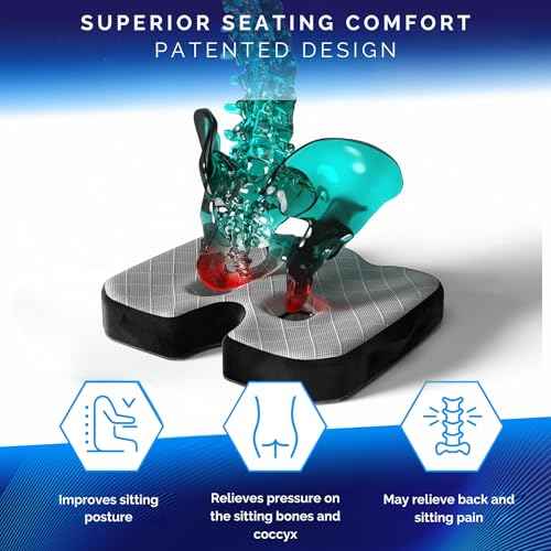 Healthfix¢ç Orthopedic Seat Cushion ? Ergonomic Memory Foam Coccyx Cushion with Washable Breathable Cover & Non-Slip Base ? Tailbone & Sciatica Pain Relief Pillow for Office Chair (Medium)