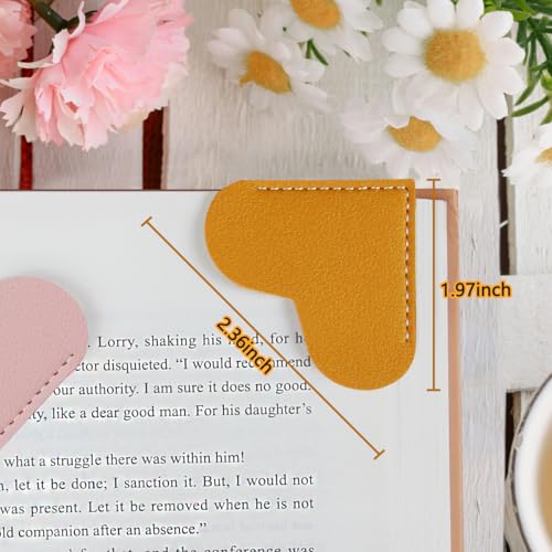 6pcs Leather Heart Bookmarks for Reading Women, Cute Corner Page Book Marks for Book Lovers Teachers Students, Reading Accessories Gifts for Book Lovers