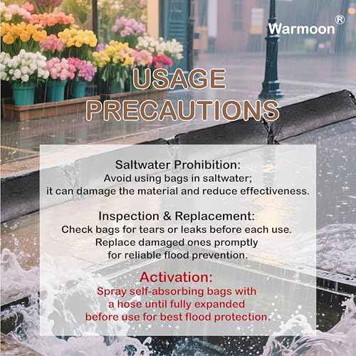 1FT*2FT Warmoon Self-Absorbing Flood Bags with Handles for US Homes - Ideal Barriers for Doorways, Garages & Basements (1ft*2ft (Pack of 6))