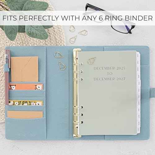 Beautiful 2026-2027 Monthly Planner Inserts for 6 Ring Binders ? Durable A5 Paper Refill Set 5.7" x 8.3" - Refills Incl. Tabs & Yearly, Monthly Calendar Spreads - From December 2025 - December 2027