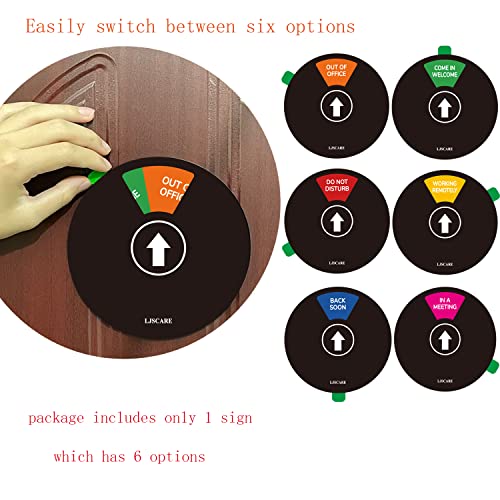 LJSCARE Office Door Sign Black 6 Inch - Multiple Status Options & Easy Installation