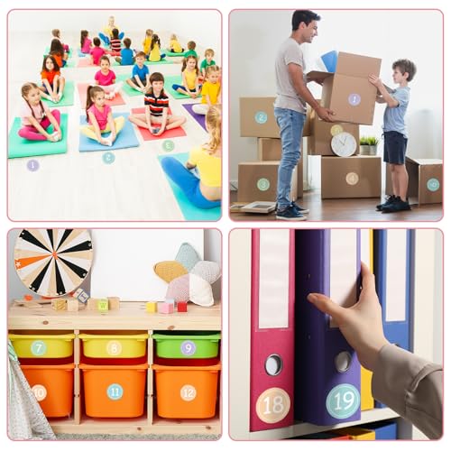 COCHIE 4-Inch Pastel Colorful Classroom Floor Spots - 52PCS Vinyl School Line Up Stickers