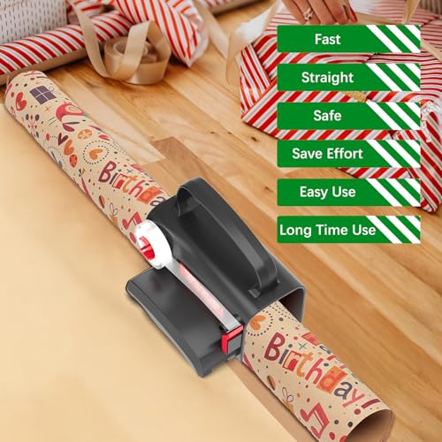 Gift Wrap Cutter & Tape Dispenser Set with Blades - Easy, Safe, Fast Christmas Gift Wrapping Tool