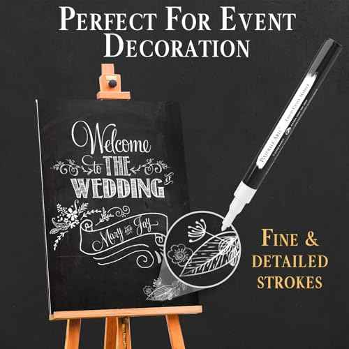 2 Extra Fine Tip White Chalk Markers | 1mm Tip | For Windows, Blackboard, Dry Erase Board, Chalkboards, Glass, Easy Erase | White Chalk Pens Fine Tip