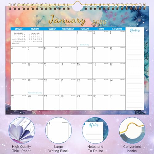Gannyfer 2026 Wall Calendar, 18 Monthly Desktop/Wall Calendar 2025-2026, July 2025 to Dec 2026, 11" x 8.5" Magnetic Fridge Wall Planner for Your Family, School or Office (3 Stickers Included)